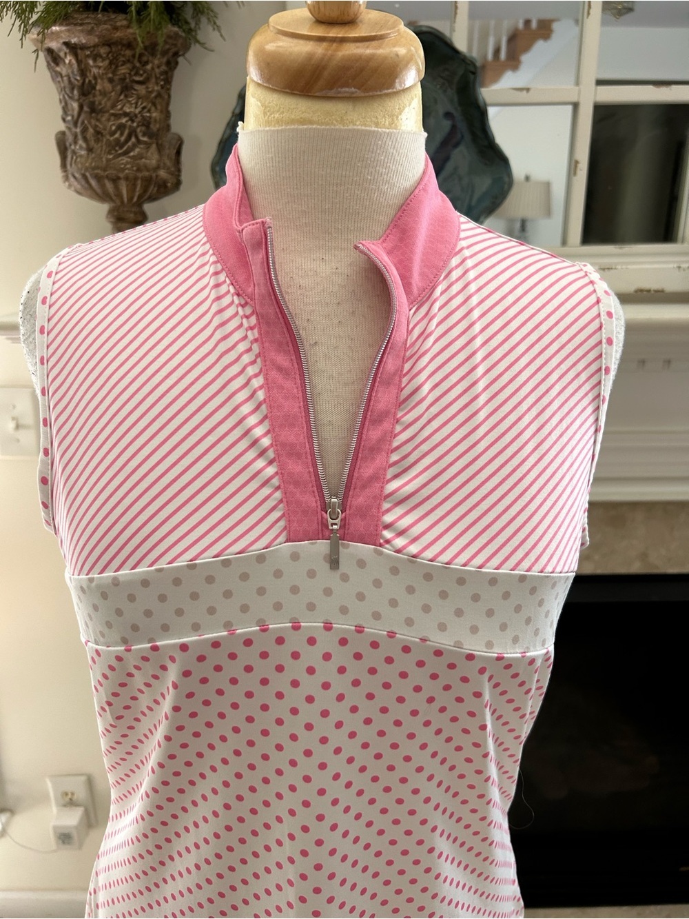 GGBlue Pink Polka Dot Sleeveless Golf/Tennis Polo - Picture 2 of 7